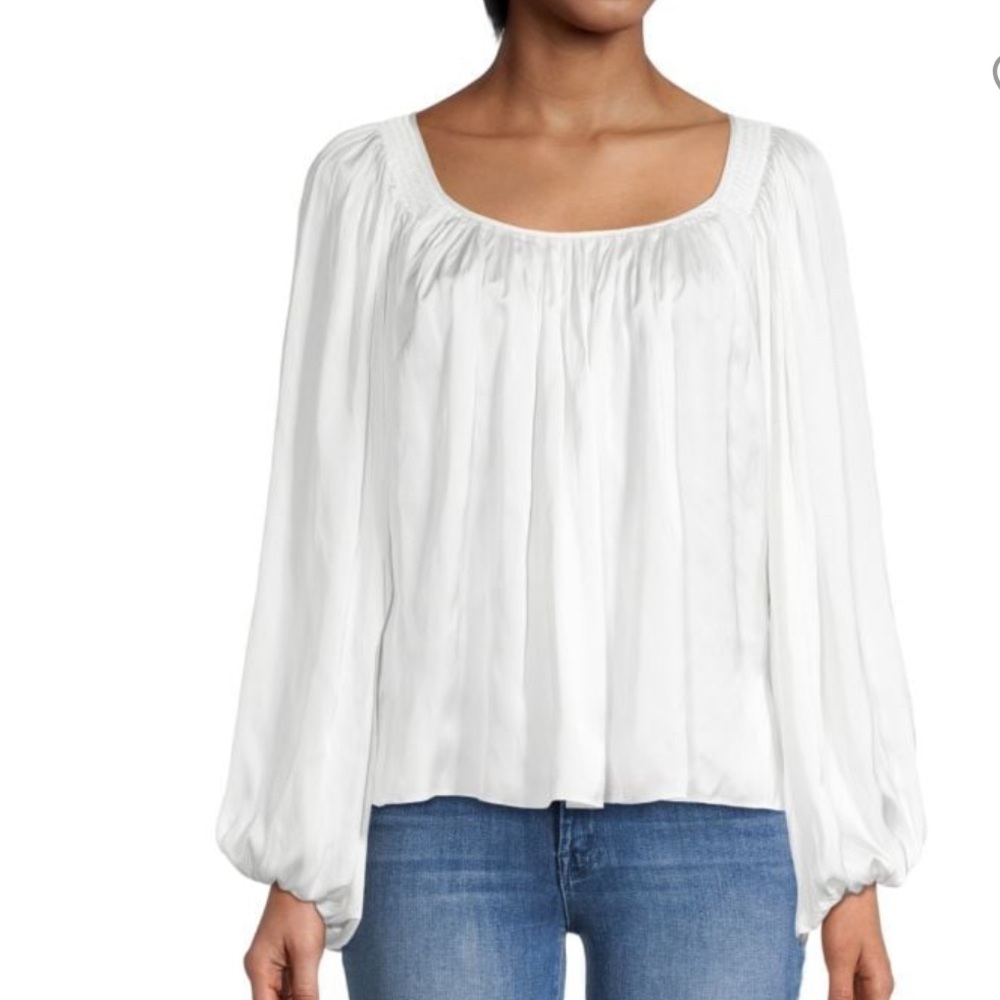 Kobi Halpern Alanna Pintuck Balloon Sleeve Blouse